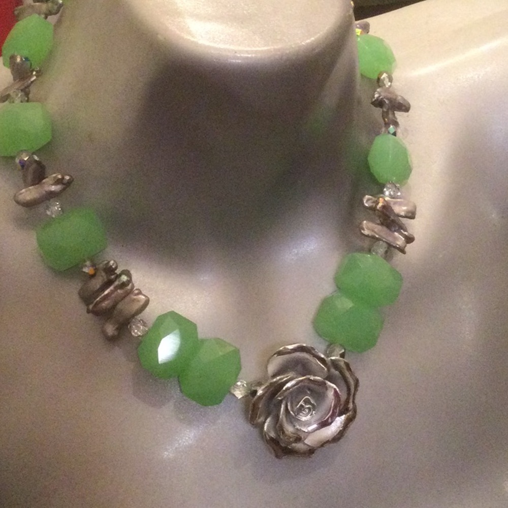⭐️For Julie only ⭐️of kind Chalcedony & Genuine Pearl Necklace - Picture 3 of 7